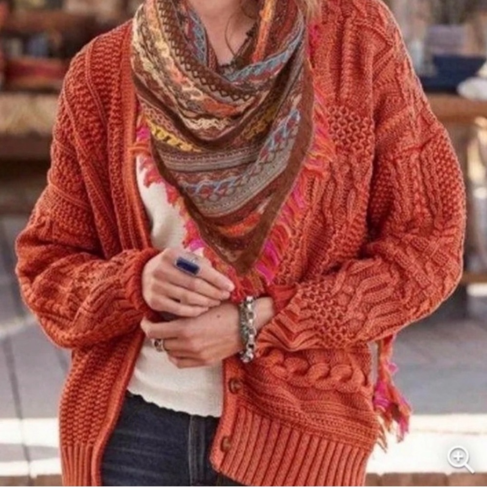 Sundance Women's Rust Cable-Knit Cardigan